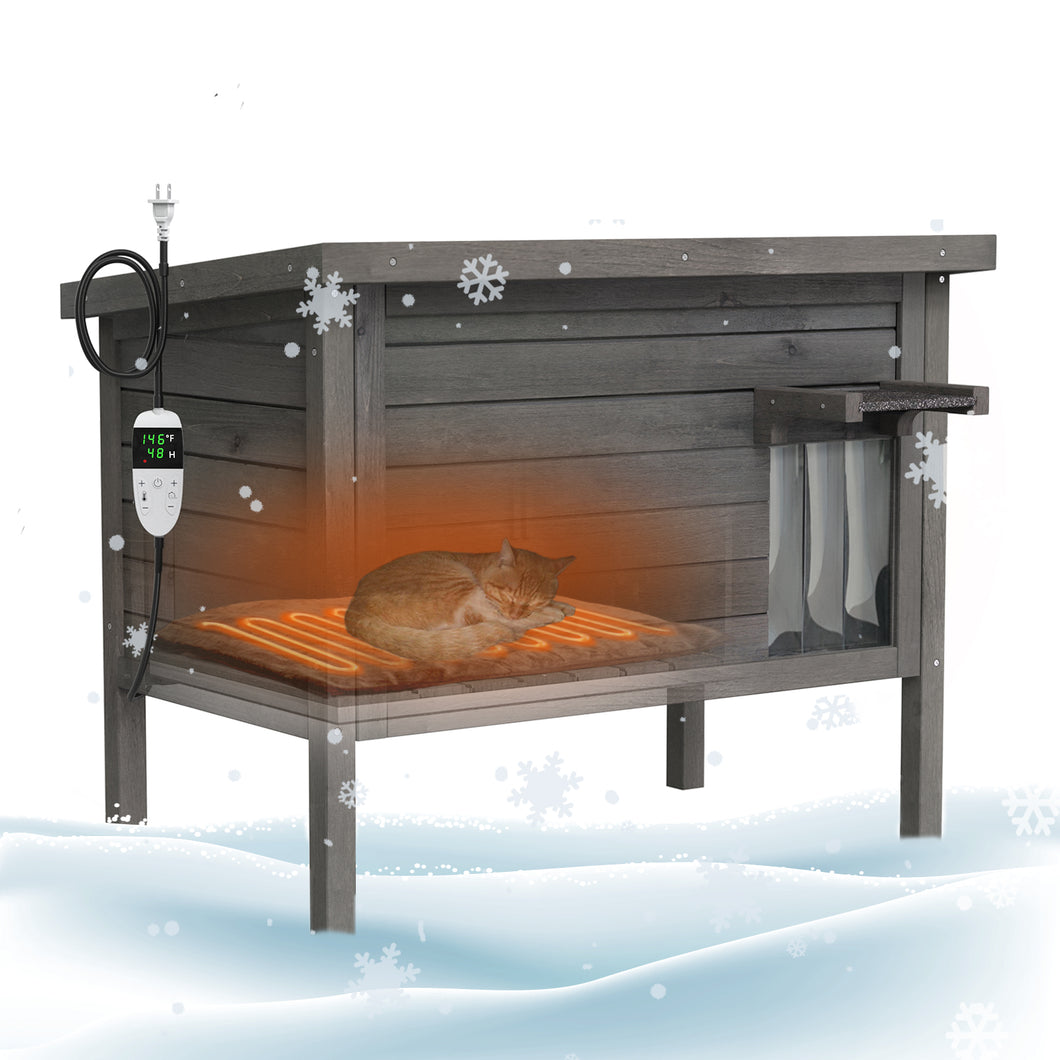 GDLF Outdoor Feral Cat House Heated 100% Insulated All-Round Foam Weatherproof 34.5