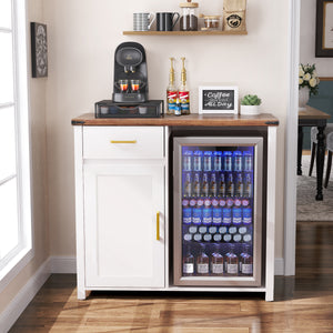Coffee Bar with Mini Fridge Space, Mini Fridge Cabinet Stand for Dorm, Kitchen or Office