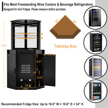 Load image into Gallery viewer, Tall Corner Bar Cabinet with Fridge Space, LED Liquor Cabinet, Black