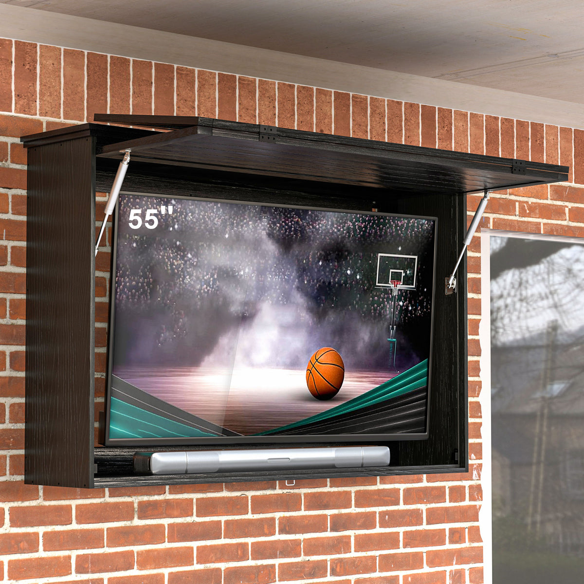 GDLF Outdoor TV Enclosure Solid Wood TV Cover 55 Inch Weatherproof wit ...