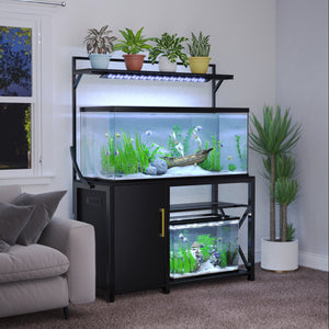 55-75 Gallon Fish Tank Stand,Metal Aquarium Stand with Power Outlet and Cabinet
