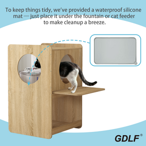 Cat Feeding Station, Dog-Proof Elevated Cat Feeding Table with Window Perch