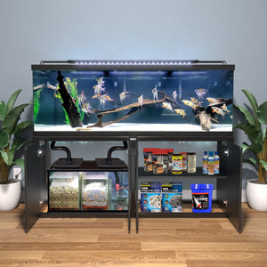 125-150 Gallon Fish Tank Stand, Heavy Duty Metal Aquarium Stand with Power Outlet (Stand Only)