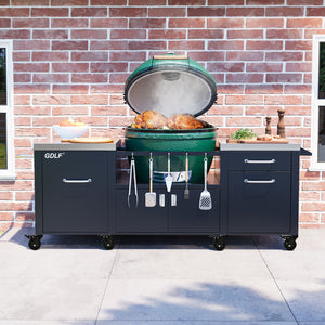 Outdoor Grill Table for 2XL Big Green Egg,Big Joe,Primo XL,Waterproof Cover Included