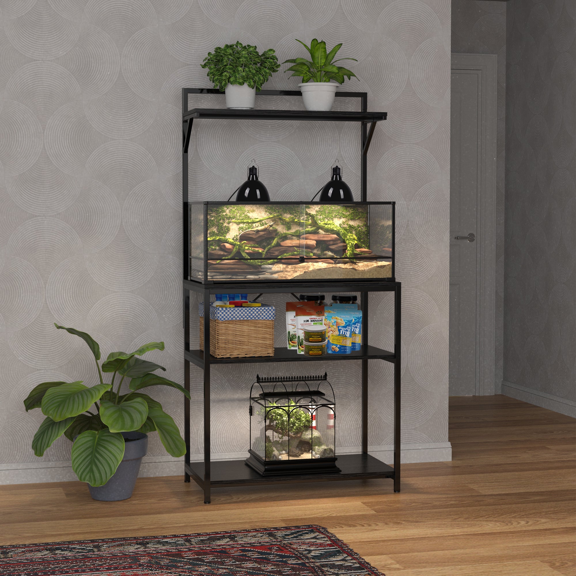 20-29 Gallon Fish Tank Stand with Plant Shelf, Aquarium Stand with