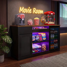Load image into Gallery viewer, 70.1" Snack Bar Cabinet with Fridge Space for Home Theater with LED Lights, Black