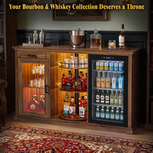 Load image into Gallery viewer, 60.2-Inch Home Bar Cabinet with Wine Fridge Space, Amber LED