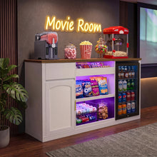 Load image into Gallery viewer, 70.1" Snack Bar Cabinet with Fridge Space for Home Theater with LED Lights, White