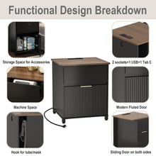 Load image into Gallery viewer, CPAP Nightstand with Drawer and Cabinet, Bedside CPAP Table with Side Access Panels