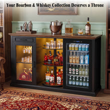 Load image into Gallery viewer, 60.2-Inch Home Bar Cabinet with Wine Fridge Space, Amber LED