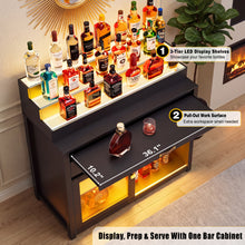 Load image into Gallery viewer, 39.4-Inch Home Bar Cabinet with 3-Tier LED-Lit Liquor Display, Black