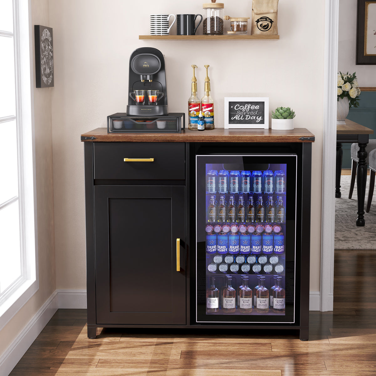Coffee Bar With Mini Fridge