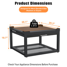 Load image into Gallery viewer, Washer Dryer Pedestal with Pull-Out Shelf, 700-lb Laundry Stand, Black