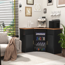 Load image into Gallery viewer, Corner Bar Cabinet with Fridge Space, Corner Coffee Bar Station