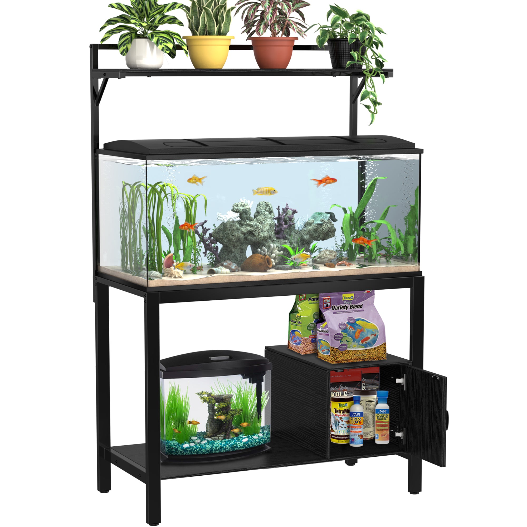 50 gallon fish tank accessories 40-50 Gallon Fish Tank Stand with Plant Shelf Metal Aquarium Stand wit – shopGDLF