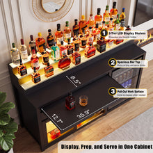 Load image into Gallery viewer, 60.2-Inch Home Bar Cabinet with Fridge Space, 3-Tier Display, Black