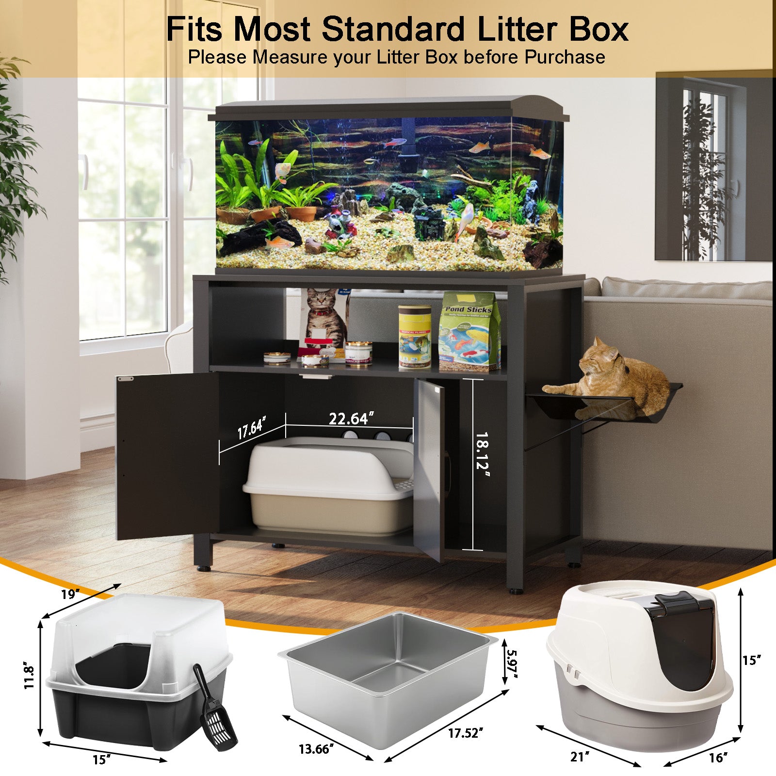 40-50 Gallon Fish Tank Stand with Hidden Litter Box Cabinet and Cat Pe shopGDLF 40-50 Gallon Fish Tank Stand with Hidden Litter Box Cabinet and Cat Pe shopGDLF