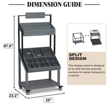 Load image into Gallery viewer, Rolling Vendor Display Stand for Pop Up Shops with Adjustable Dividers for Crafts, Gifts, Snacks and Small Goods