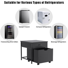 Load image into Gallery viewer, Mini Fridge Stand with Storage, Heavy Duty Mini Fridge Table with Rolling Cabinet
