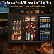 Load image into Gallery viewer, 60.2-Inch Home Bar Cabinet with Wine Fridge Space, Amber LED