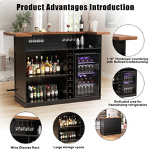 Load image into Gallery viewer, Home Bar Unit with Fridge Space, U-Shape Liquor Wine Cabinet, 63&quot; Mini Bar Table