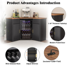 Load image into Gallery viewer, Corner Bar Cabinet with Fridge Space, Corner Coffee Bar Station