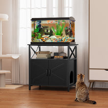 Load image into Gallery viewer, 20-29 Gallon Fish Tank Stand, Aquarium Stand with Cat Litter Box Enclosure, Black
