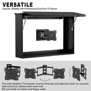 GDLF Outdoor TV Enclosure, 43-Inch Solid Wood Weatherproof TV Cover with Heavy-Duty Single-Arm Mount (Fits 32-43 inch), Black