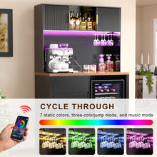 Load image into Gallery viewer, 72" Tall Bar Cabinet with Fridge Space, Fluted Coffee Liquor Hutch Cabinet with Storage