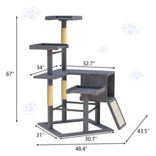 Load image into Gallery viewer, GDLF Outdoor Cat Tree, 67&#39;&#39; Weatherproof Wood Cat Tree Tower for Large Cats with Condo and Scratching Posts, Perches