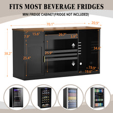 Load image into Gallery viewer, 70.1" Snack Bar Cabinet with Fridge Space for Home Theater with LED Lights, Black