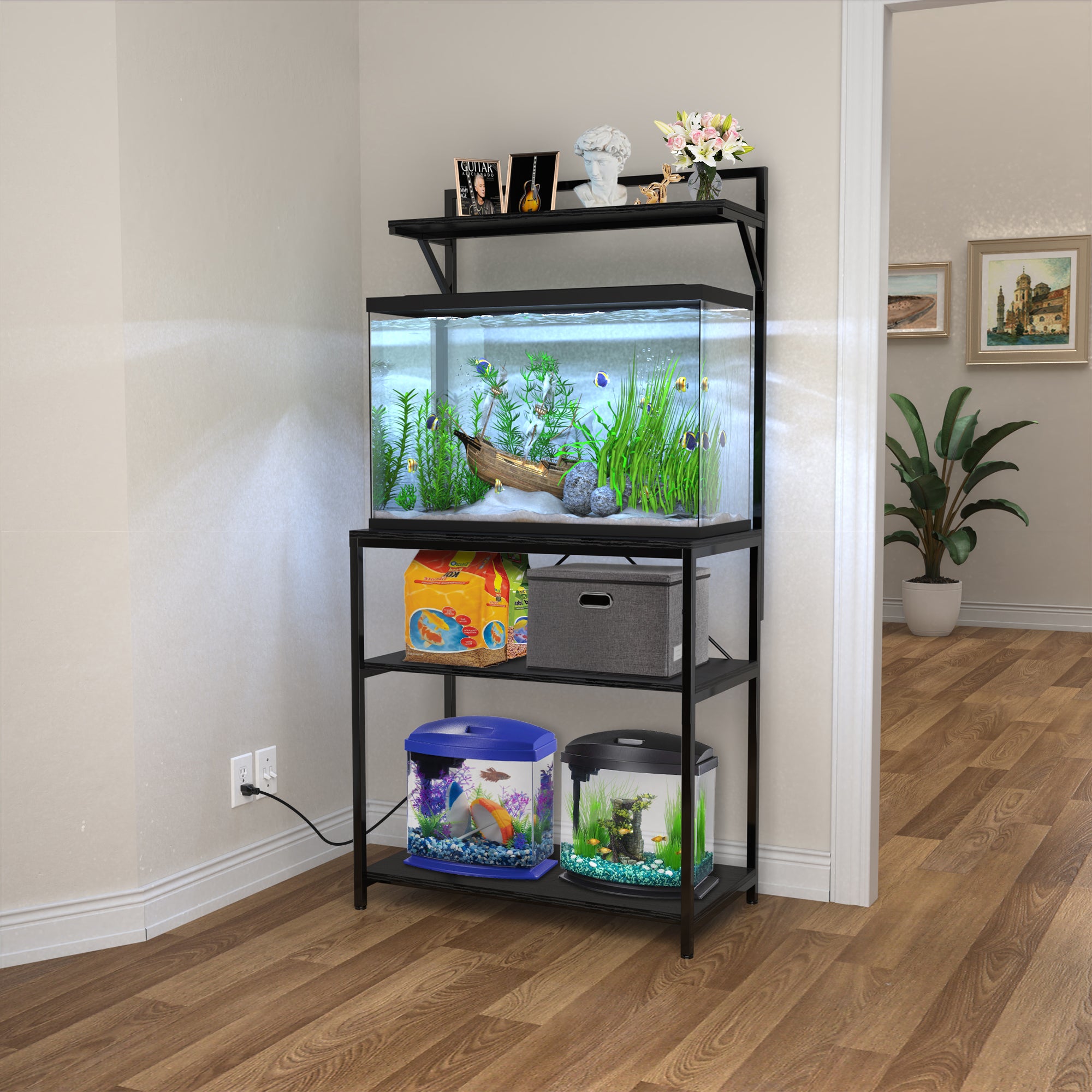 20-29 Gallon Fish Tank Stand with Plant Shelf, Aquarium Stand with