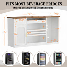 Load image into Gallery viewer, 70.1" Snack Bar Cabinet with Fridge Space for Home Theater with LED Lights, White