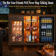 Load image into Gallery viewer, 60.2-Inch Home Bar Cabinet with Wine Fridge Space, Amber LED