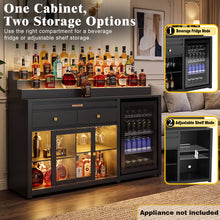 Load image into Gallery viewer, 60.2-Inch Home Bar Cabinet with Fridge Space, 3-Tier Display, Black