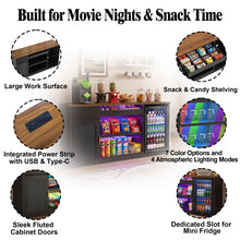 Load image into Gallery viewer, 70.1" Snack Bar Cabinet with Fridge Space for Home Theater with LED Lights, Black