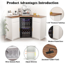 Load image into Gallery viewer, Corner Bar Cabinet with Fridge Space, Corner Coffee Bar Station for Home