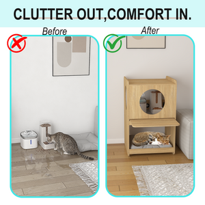 Cat Feeding Station, Dog-Proof Elevated Cat Feeding Table with Window Perch