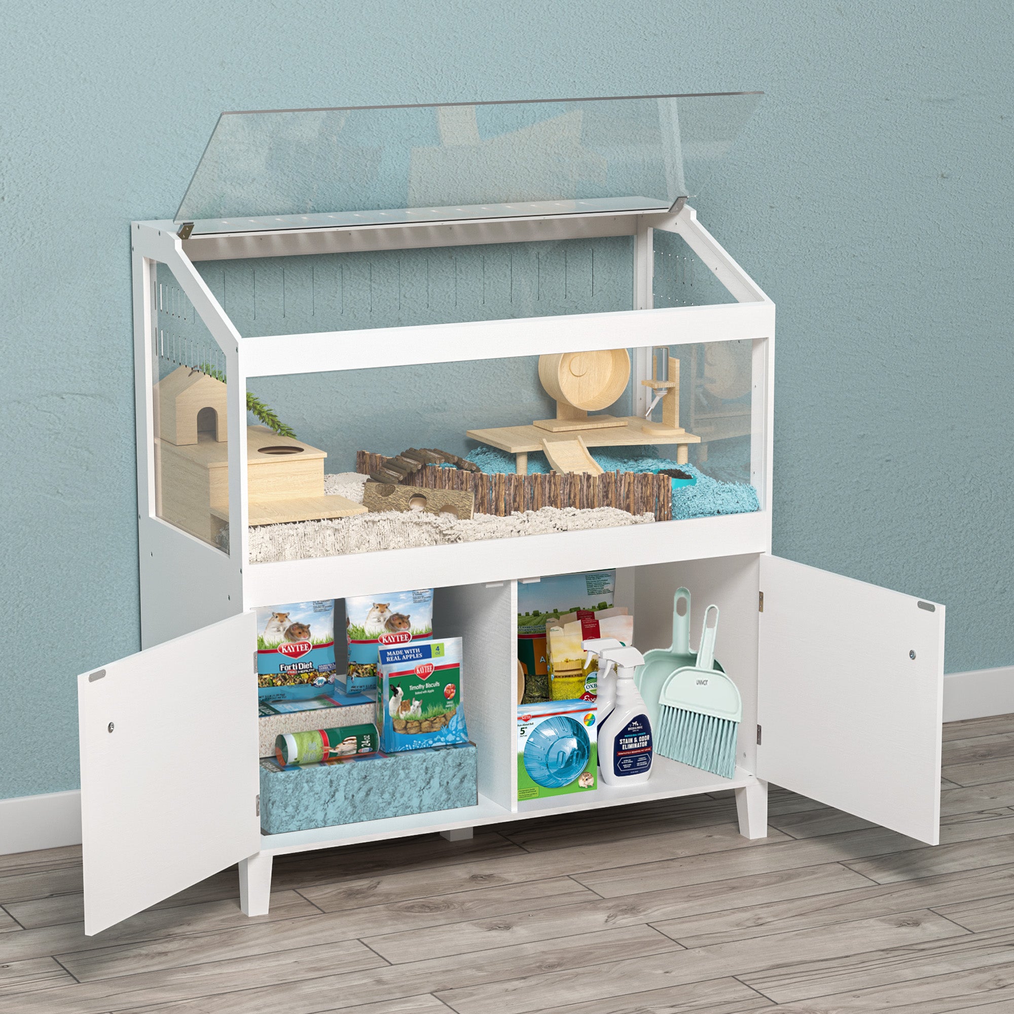 GDLF Hamster Cage with Storage Cabinet Small Animal, Large Habitat for ...