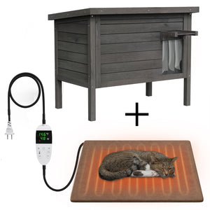GDLF Outdoor Feral Cat House Heated 100% Insulated All-Round Foam Weatherproof 34.5"X21.5"x27.2"
