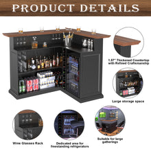 Load image into Gallery viewer, L Shaped Home Bar Cabinet with Fridge Space, Oversized Modern Basement Bar Table