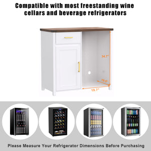 Coffee Bar with Mini Fridge Space, Mini Fridge Cabinet Stand for Dorm, Kitchen or Office