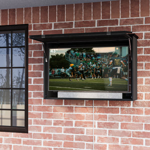GDLF Outdoor TV Enclosure, 43-Inch Solid Wood Weatherproof TV Cover with Heavy-Duty Single-Arm Mount (Fits 32-43 inch), Black