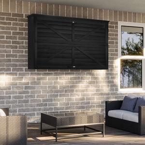 GDLF Outdoor TV Enclosure, 65 Inch Solid Wood Weatherproof TV Cabinet with Premium Dual-Arm Mount (Fits 60 to 65" TVs), Black