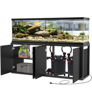 125-150 Gallon Fish Tank Stand, Heavy Duty Metal Aquarium Stand with Power Outlet (Stand Only)