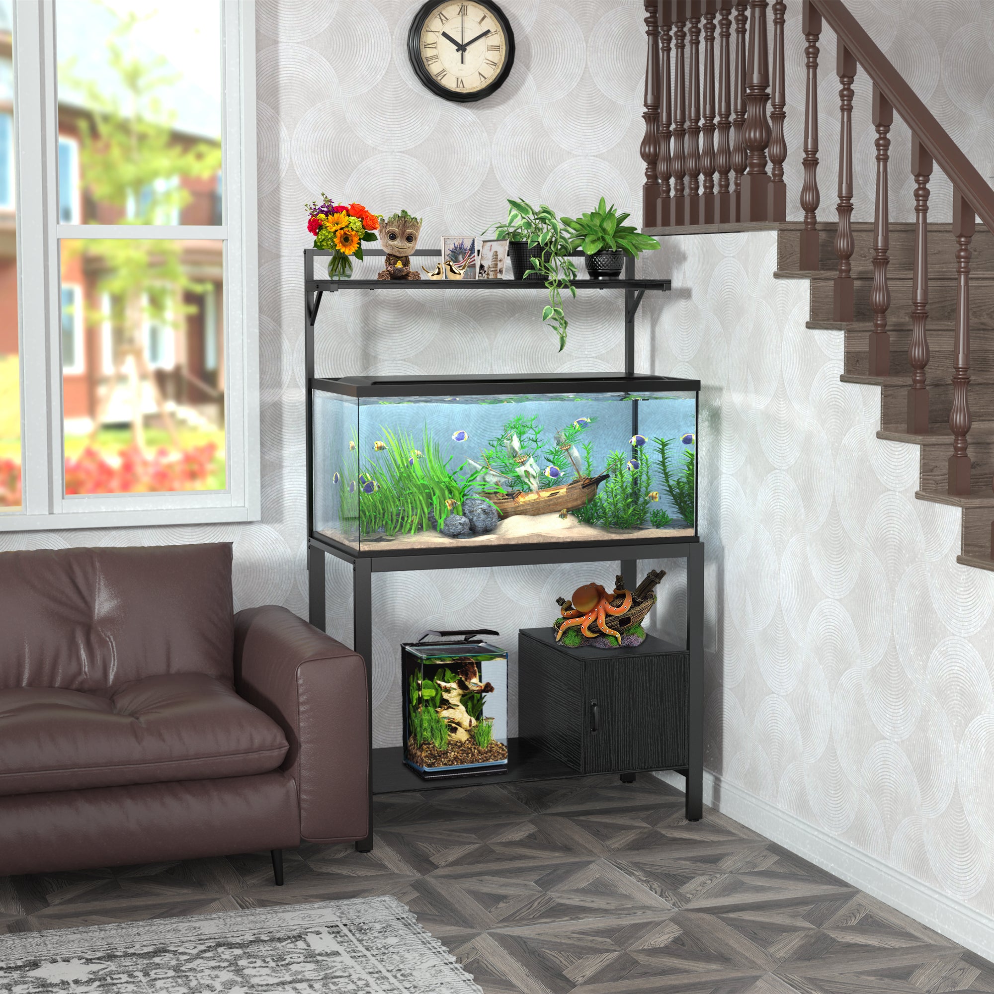 40-50 Gallon Fish Tank Stand with Plant Shelf Metal Aquarium Stand wit – shopGDLF 40-50 Gallon Fish Tank Stand with Plant Shelf Metal Aquarium Stand wit – shopGDLF