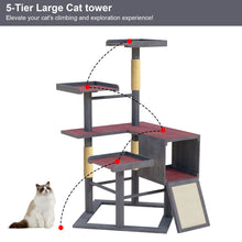 Load image into Gallery viewer, GDLF Outdoor Cat Tree, 67&#39;&#39; Weatherproof Wood Cat Tree Tower for Large Cats with Condo and Scratching Posts, Perches