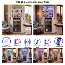 Load image into Gallery viewer, Tall Corner Bar Cabinet with Fridge Space, LED Liquor Cabinet, White