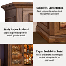 Load image into Gallery viewer, 60.2-Inch Home Bar Cabinet with Wine Fridge Space, Amber LED