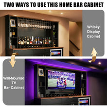 Load image into Gallery viewer, 84-Inch Home Bar Cabinet, Back Bar Hutch with Fridge Space, TV Opening